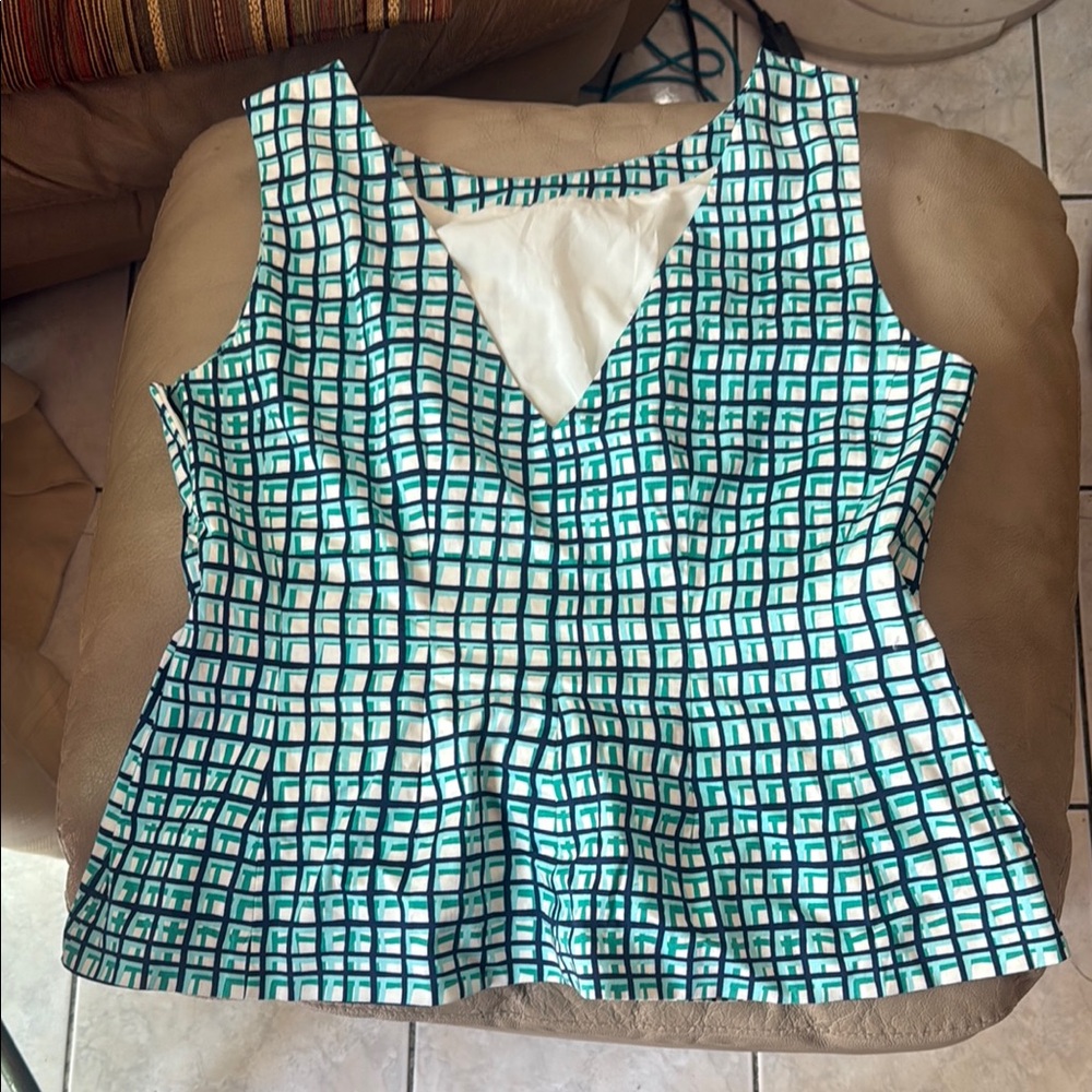 Kate Spade Blue and Black Peplum Tank Top
